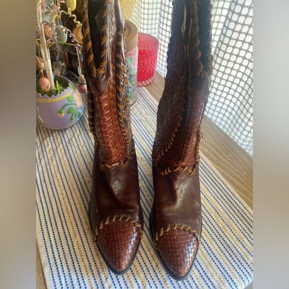 DONALD J PLINER Vintage Western Couture Collection Leather Boots Brown size 7.5 - Picture 10 of 14